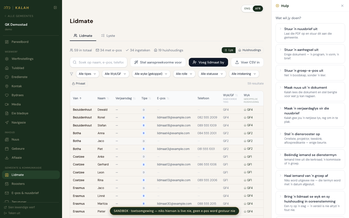 Lidmateregister lys-aansig